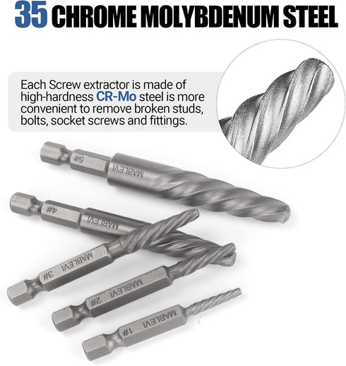 11 Pieces Metric Screw Extractor Set, Easy Out Bolt Extractor Set for Removing Broken Screws, Bolts, and Studs