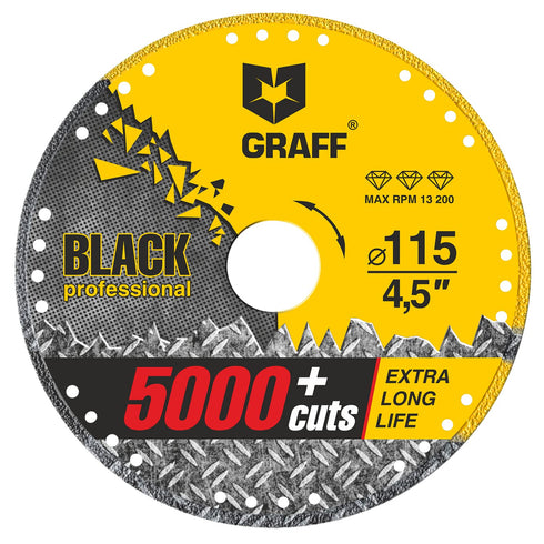 GRAFF 4 1/2 Inch Black Cut Off Wheels, Diamond Metal Cutting Disc for Angle Grinder, 60x Longer Wheel Life