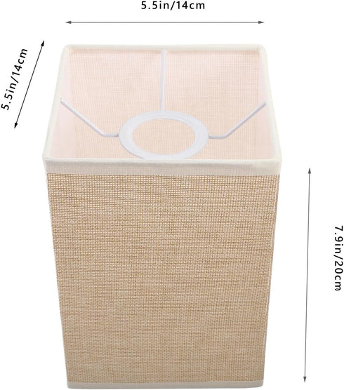 E27 Bulb Amosfun Square Fabric Lampshade Replacement Linen Lamp Cover for Bedside Table Lamp Floor Lamp Shade, Suitable