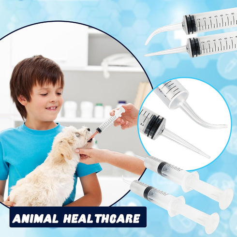 Conagel 100 12ml Pcs Plastic Syringes with Curved Tip and Straight Tip Disposable Irrigation Syringe with Measurement