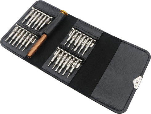 25 in 1 Screwdriver Set, Precision Small Screwdriver Set with Black Leather Bag for DIY Repair