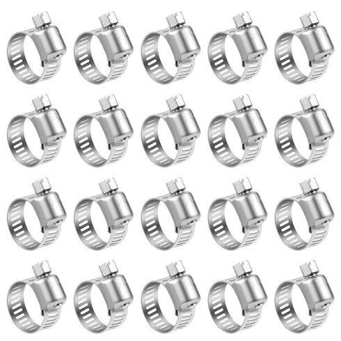 LOKMAN 20 Pack Stainless Steel Hose Clamp, Adjustable 3/8'' - 5/8'' for Plumbing and Automotive