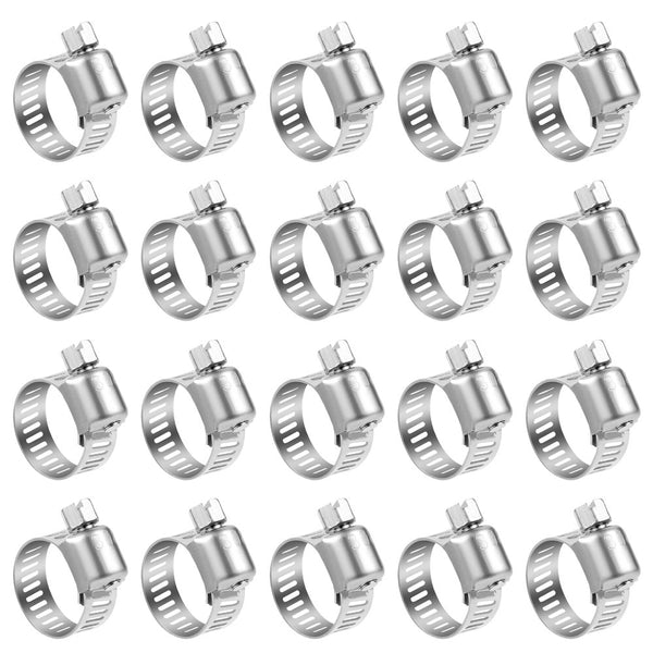 LOKMAN 20 Pack Stainless Steel Hose Clamp, Adjustable 3/8'' - 5/8'' for Plumbing and Automotive
