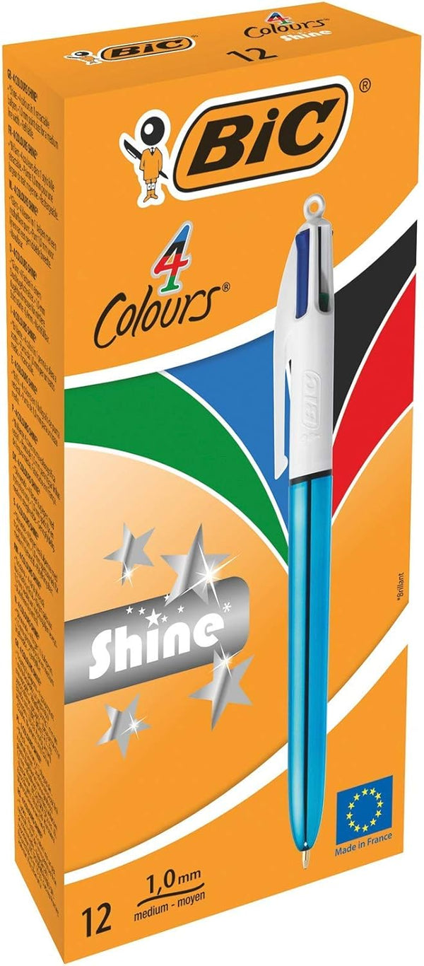Bic 949896 1.0 mm Medium Point 4 Colour Retractable Ballpoint Pen - Blue (Pack of 12)