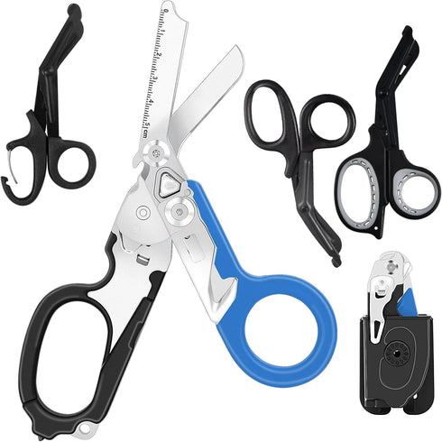 6 in 1 Multifunctional Trauma Medical Scissor Foldable with Holster and 3