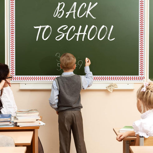 Whaline 32.8ft Baseball Bulletin Board Borders, Sport Theme Die-Cut Trim, Baseball Patterned for School Classroom Office