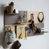Wooden Pegboard, Sturdy Modular Grid Organizer for Walls, DIY Storage and Display Panels with Shelves and Brass Hooks