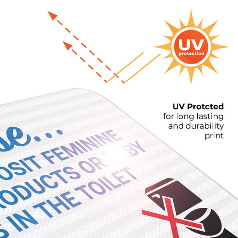 12x18 Inches, 3M .063 Please Do Not Deposit Feminine Products Baby Wipes in Toilet with Graphic Sign, EGP Reflective