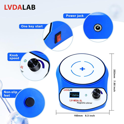 2200RPM LCD Digital Magnetic Stirrer with 2 Stir Bars, 3000ml Stainless Steel Mixer, Low Noise (No Heating)