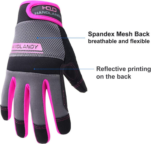 HLDD HANDLANDY Work Gloves for Women, Safety Utility MultiFunctional Mechanic Gardening Construction Gloves with