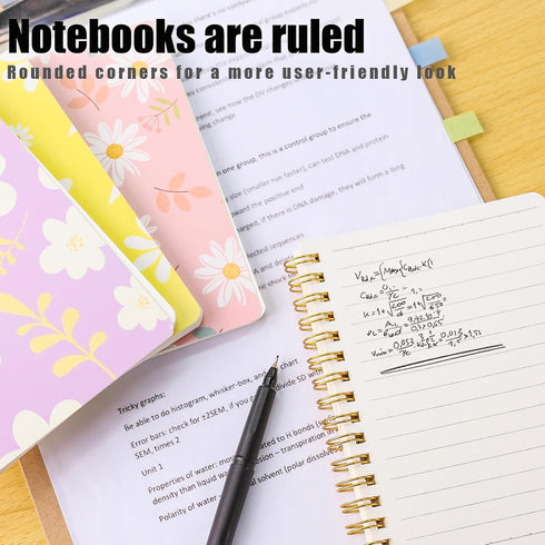 Koogel 8PCS Spiral Notebook Journals, A6 Hardcover Journal Notebooks, 80 Sheets/160 Pages Wirebound Diary Planner for School Office Home Gifts
