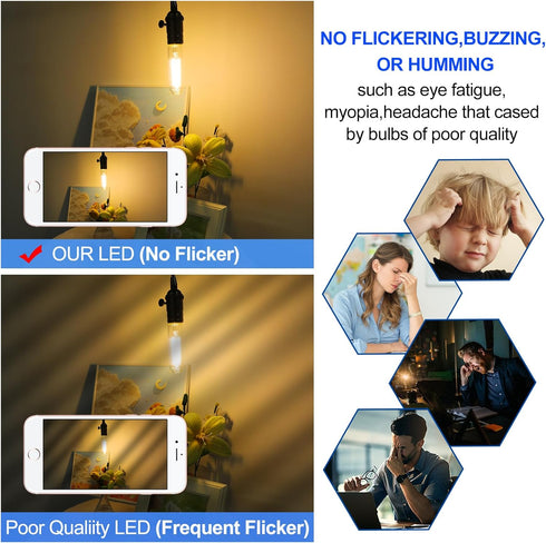 Dimmable E26 Bulb, AC120V 2700K Bulb, 5W 60W 600LM T10 Bulbs Sconces,Pack 6 Energetic Edison Soft White Light Equal