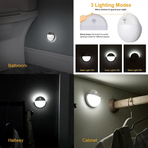 YUNLEX 6 Pack 2.6" 3 Dimmable Closet, Battery Night Light, Toilet Lights, Small Motion Senor Light, Stick on Lights