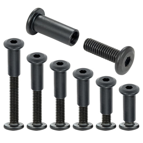 50 Sets Black M6x20mm Nut Bolt Binding Screw Furniture Screw Rivet Socket Cap Connecting Hexagon Socket Drive for Wood Socket Cover Bolt Barrel Nut Kit