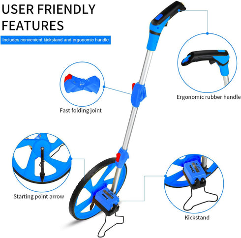 Zozen Measuring Wheel, Collapsible Wheel Measuring Tool with Backpack, Up to 10,000Ft, 12’’ Diameter Wheel