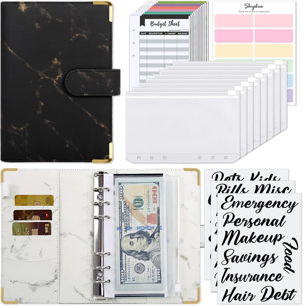 SKYDUE Budget Binder, Money Saving Binder with Zipper Envelopes, Cash Envelopes and