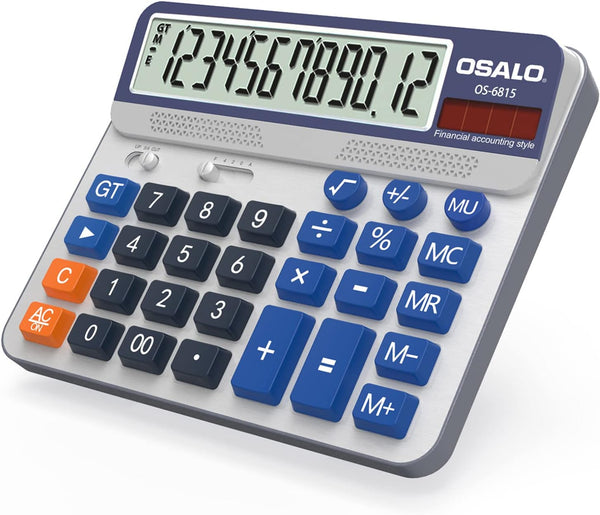 Desktop Calculator, Extra Large 5in LCD Display, 12-Digit Big Button Accounting Calculator for Office & Home