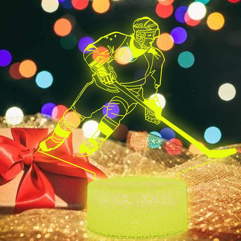 3D 16 Teenager Chrismas Gifts Xmas Gift Illusion Hockey Night Light Lamp Color Changing Smart Touch&Remote Control