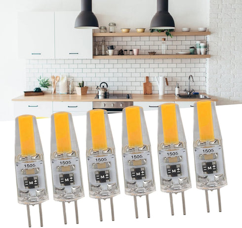 Mokernali 6 G4 Bulbs, 2W 110V G4 Bulbs, 180LM Bulb 3000K Pcs Light Bi-Pin LED Wall Lamp Chandelier Replacement Halogen