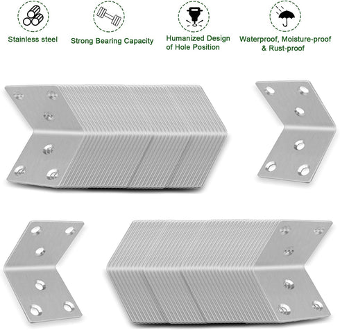 40PCS 1.5'' Brackets,304 90 Shelf(Silver,1.5X1.5X0.08IN) Metal Angle Stainless Steel Heavy Duty Angle Bracket