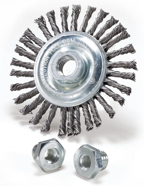 Mercer Industries 186020 - 4" x 3/16" x 5/8"-11 Stringer Bead Wire Wheel, .020 Stainless Steel Wire