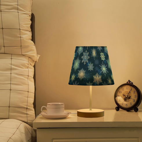 Kcldeci Snowflakes Blue Bedside Table Lamp for Bedroom Farmhouse Lamps for Living Room Night Light for End Table