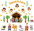 WaaHome Jesus is Born Bulletin Board Decorations Set, 38pcs Nativity Scene Cutouts for Christmas Classroom Decor