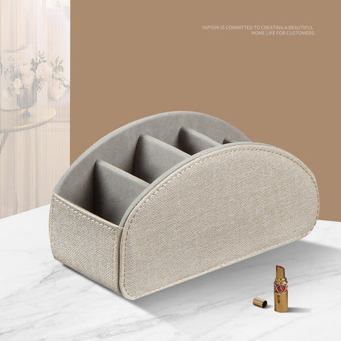 5 Remote Control Holder PU Leather TV Remote Caddy for Table, Compartments Nightstand Organizer for Bedroom