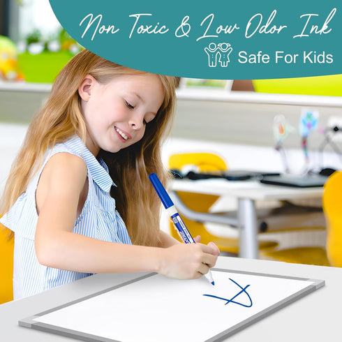 Dry Erase Markers Fine Tip, 12 Count, Blue Dry Erase Markers for Kids and Whiteboards