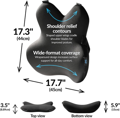 Everlasting Comfort Lumbar Support Pillow for Office Chair - Memory Foam Back Cushion for Car Seat - Promotes Better