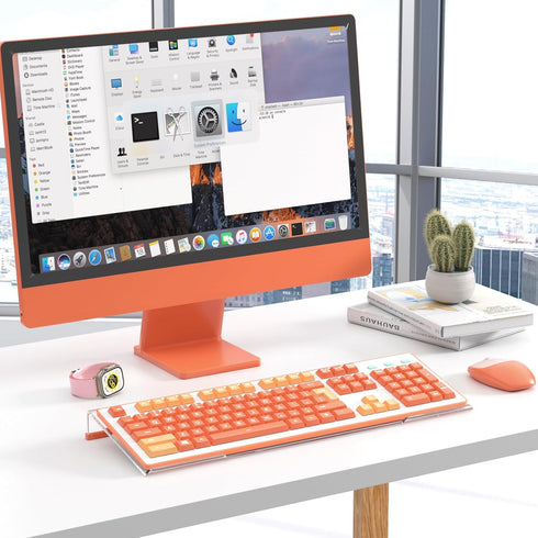Beego Ergonomic Computer Keyboard Stand - Clear Acrylic Keyboard Riser Tilted Keyboard Holder Keyboard Tray with Orange