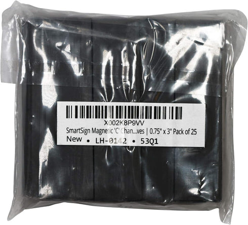 SmartSign Magnetic 'C' Channel Label Holders for Metal Racks and Shelves, Pack of 25 | 0.75" x 3"