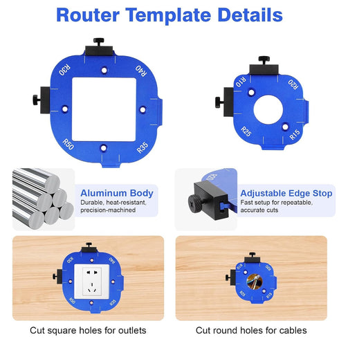 2 R10, R15, R20, R25, R30, R35, R40, R50 SUNJOYCO PCS Router Corner Radius Templates, Aluminum Alloy Radius Jig Router
