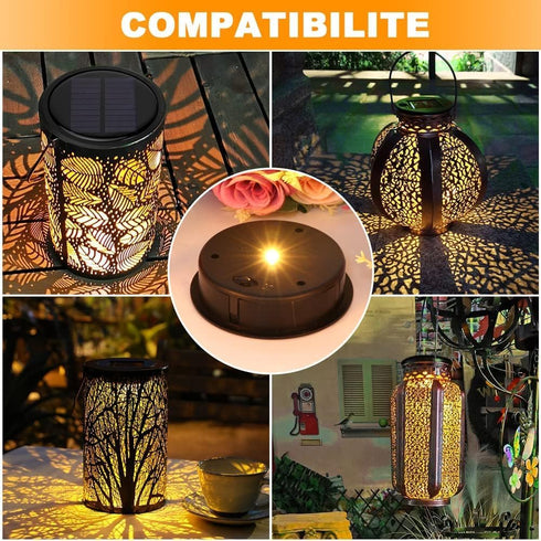 2 PCS Upgraded Solar Light Replacement Top for Outdoor Hanging Lanterns, 4.13 inch Warm White LED Solar Panel Lantern Lid Lights Parts, DIY Home Garden Night Decor Patio by MAEATHOO