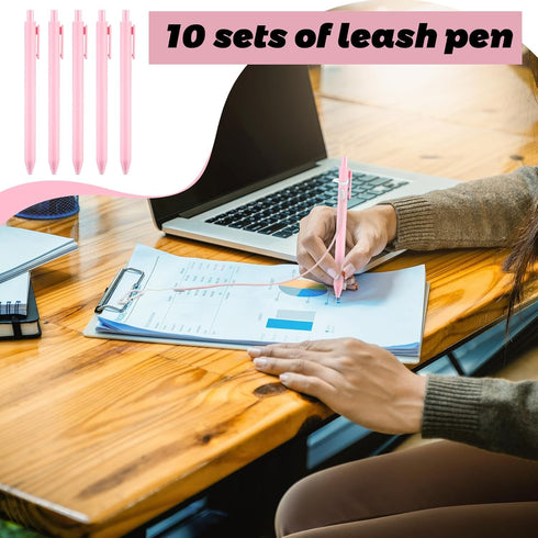 Lewtemi 10 Sets 24'' Pen Leash for Clipboard, Silicone Lanyard Holder Safety Neck Strap with Connection Buckle for