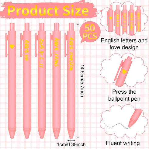 Nuanchu 50 Pcs Baby Shower Pens for Guests It's a Boy or Girl Pens Retractable Baby Shower Favors Baby Shower Decorations Office School Teacher Student Writing Supplies(Pink, Girl Style) by Nuanchu