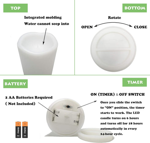 Waterproof Outdoor Flameless Pillar Candles with Timer, Battery Operated LED Candle Set for Home D cor