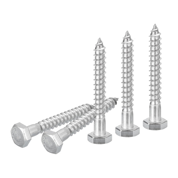 10 Pack 1/4" x 2" Hex Lag Bolts for Woodworking, 304 Stainless Steel Partial Thread Hexagon Head Screws