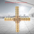 5pcs Brass Cross Fitting - 4 Way Brass Hose Barb Connector Joint for Air, Water, Oil, Gas, Fuel (6mm)