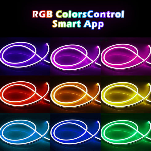 L8star 16.4ft RGB LED Neon Rope Light with Remote Control, Smart Color Changing DIY Mode Neon Flex Strip Lights