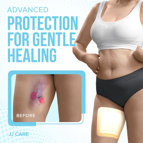 JJ CARE Silicone Foam Dressing 6x6, Pack of 5, Waterproof Wound Dressing with Adhesive Border
