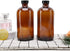 2pcs 16oz Amber Glass Boston Round Bottles with Air Tight Seal, Perfect for Storing Condiments and Homemade Oils