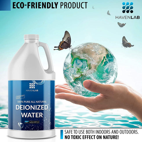 Deionized Water, 1 Gallon Demineralized Purification Softener for Cleaning, Automotive, Laboratory, and Plants