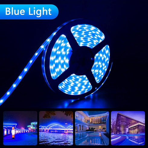 16.4ft 280LEDs, 8 IP67 2835 UT Solar LED Strip Lights Outdoor, Solar Powered Blue Light LED Strip with Lighting Modes