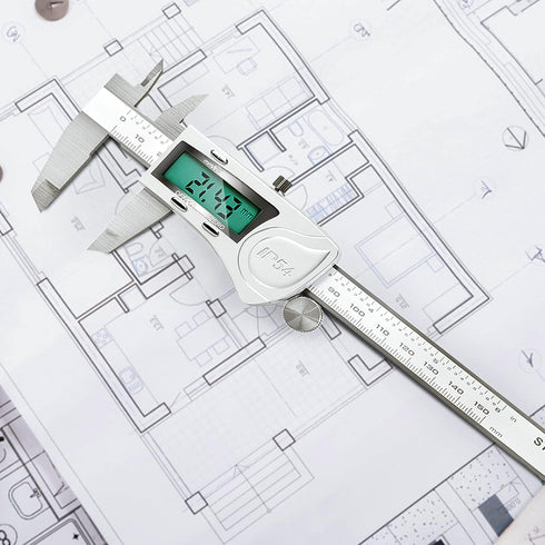 Electronic Digital Vernier Caliper, IP54 Waterproof Measuring Tool with Large LCD Screen (150mm/0-6 inch)