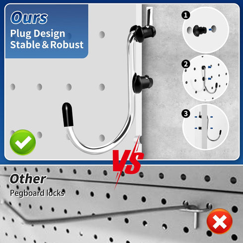 Pegboard Hook 100 Pcs, Heavy Duty Hooks for 1/8"&1/4" Pegboards, Tool Utility Hooks