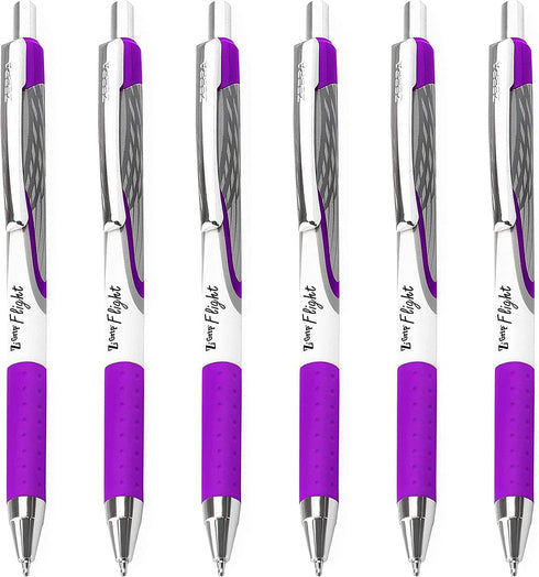 Zebra Classic Z-Grip Flight Ballpoint Pens - Pack of 6 - 1.2mm - Purple