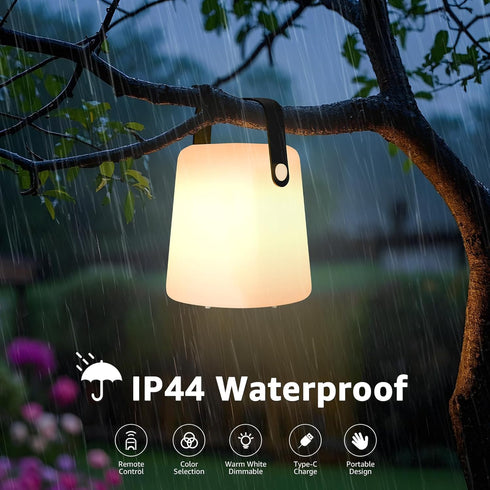 IP44 uuffoo Table Lamp Lantern Outdoor Portable Warm White RGB USB Charging Cordless Lamp LED Table Lamp for Garden