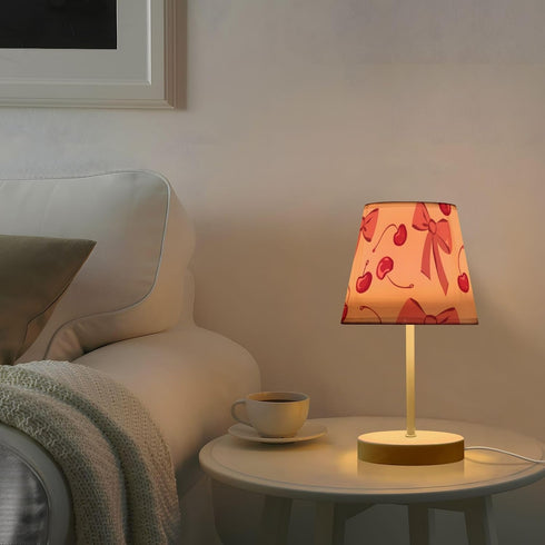 3 ALAZA Table Lamp Bow Cherry Pink Bedside Lamp for Bedroom LED Nightstand Desk Lamp with USB Port, Way Temperatures