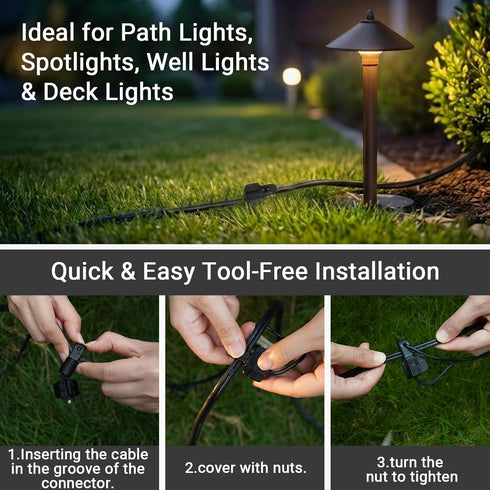 LL LIGHTING LIVING 4PK 12-18 Low Voltage Cable Connector Landscape Lighting Fast Lock Twist Gauge Wire Connectors
